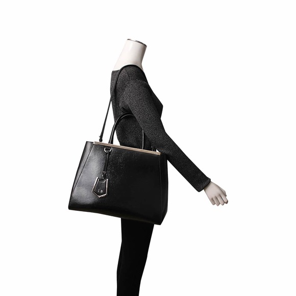FENDI Patent Medium 2 Jours Elite Tote Black - Picture 2 of 8